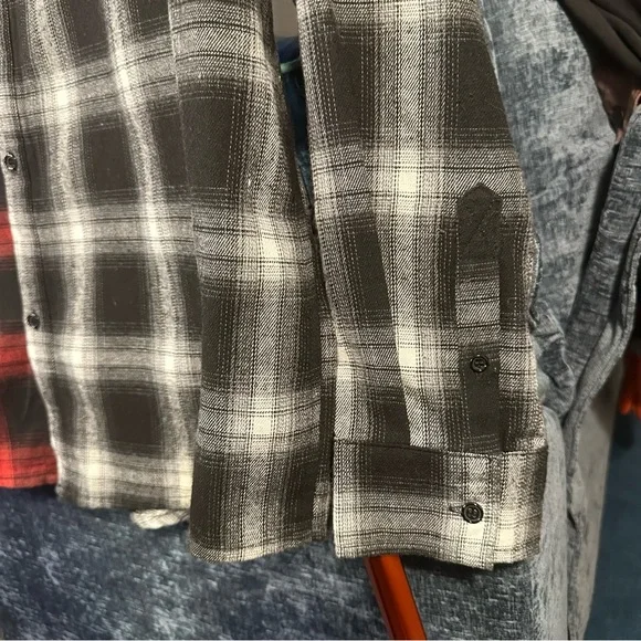 Young & Reckless Mixed Plaid Button-Up Flannel in Red/Black/White - Picture 7 of 9